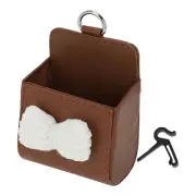 Car Trash Can Hanging Car Air Vent Faux Leather Trash Bin Beige Brown 1 Pc
