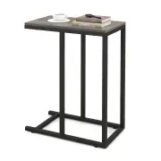 CostwayC-Shaped End Table with Metal Frame for Couch and Bed-Oak