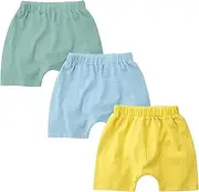 [EISHOW] 3 Pack Set Unisex Baby Cotton Solid Color Shorts 0-24 Months Girls Boys Casual Elastic Waist Short Pants Bloomers