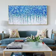Large Handmade 3D forest Oil Painting handmade Abstract Flower Oil Painting on Canvas Large Wall Art Minimalist blue Floral Art painting Custom Painting Boho