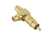 1 RCA Male to 2 RCA Female Y Split Adaptor Gold Plated Home Theatre Hi-Fi