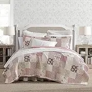 Laura Ashley - Queen Quilt Set, Reversible Cotton Bedding with Matching Shams, Patchwork Inspired Home Decor (Celina Patchwork Red, Queen)