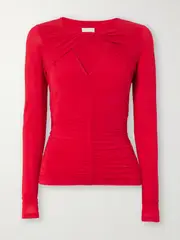 [Isabel Marant] Isabel Marant - Vandalia Cutout Ruched Stretch-jersey Top - Red - FR 38 FR 38 Red