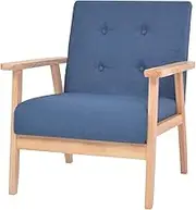 Blue Fabric Armchair Living Room Chair, Padded Single Recliner Seat - Space Saving Sofa for Small Spaces