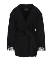 Balenciaga Belted Fringed Coat 1,2 black