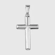 925 Sterling Silver Classic Plain Cross Pendant Mens Religious Necklace High Polish