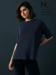 Navy Relaxed Fit Premium Modal Boxy T-Shirt (AA7750) | $45