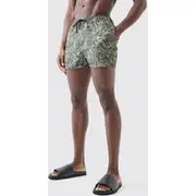 Mens Khaki Short Length Camo Swim Short