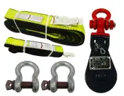 ATV Jeep Recovery Kit Snatch Block Pulley 3/4" Shackle Tree Saver Strap Tow Pull