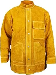 [Geardeangloow] Summer Welding Jacket Shirts Flame Resistant Welder Leather Clothing XL, Yellow