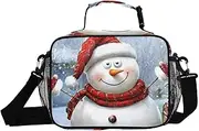 Funny Christmas Snowman Insulated Lunch Box for Women Men - Ideal for Work, Picnics - Includes Adjustable Shoulder Strap