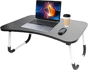 Laptop Desk, Foldable Computer Table, Folding Breakfast Tray, Portable Lap Standing Desk, Ergonomic Design, Black