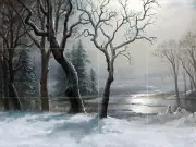 Art Albert Bierstadt Landscape WINTER Mural Ceramic Backsplash Bath Tile #2415