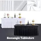 6FT Rectangular Spandex Stretch Skirt Style Cloth Trestle Tablecloth 190GSM
