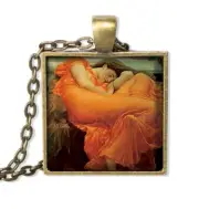 Frederick Leighton's Flaming June - Handmade SQUARE Glass Pendant Necklaces