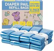8 x Plastic Nappy Eater Refill Compatible with Tommee Tippee - Foppapedretti - Litter Locker - AngelCare Octagonal and with All Types of Refills Nappy Food Bags (8)
