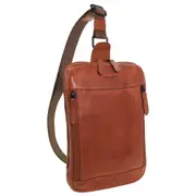 Pierre Cardin Men's Italian Leather Structured Crossbody Sling Bag - Cognac