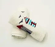 Beach Hut & Birds Embroidered Towels (Pack of 2 Flannels)