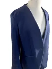 Spanx The Perfect Collarless Blazer Navy Sz Small Ponte Knit Jacket NEW oversize