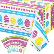 SmoothNovelty 8 Pcs Easter Plastic Tablecloth 54 x 108 Inch Easter Disposable Table Cover Vinyl Rectangle Table Cloth for Holiday Dinner Buffet Spring Party Supplies Decoration