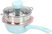Saucepan Set, Ceramic Nonstick Small Saucepan with Glass Lid and Aluminum Alloy Steamer Basket Multipurpose Induction Compatible Milk Pan Sauce Pot Cooking Pot for Baby Food