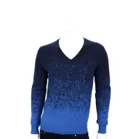 在飛比找Yahoo奇摩購物中心優惠-VERSACE 藍色漸層設計羊毛針織上衣