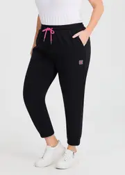 [Virtuelle] Taking Shape Cotton Contrast Detail Trackpant Size 26 in Black - Plus Size Women's Clothing Black