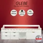 Priceworth Day Bed with Drawers Organizer Storage Holder White Double Size