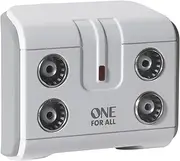 One For All Signal Booster/Splitter for TV - 4 Outputs (14x Amplified) - Plug and Play - for Interference Free Reception - Full HD Compatible - White - SV9604
