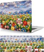 Hard Cover Compatible with New MacBook Air 13 inch with Retina Display & Touch ID 2020 2019 2018 Release Model A1932 A2179 A2337 M1, Laptop Hard Shell Case & Keyboard Cover, Oil Painting Flowers