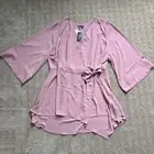 City Chic Shibara Vibes Top Wrap Blouse Women's XL / 22 Mauve Pink Asymmetrical