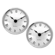 2Pcs 3.1" 80mm Quartz Roman Clock Insert, Fit 75mm/2.4", Silver/White, Style 16