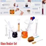 19 Pieces Lab Glassware Set Beaker Flask Cylinder with Brushes and Stirring Rod