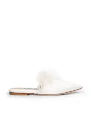 White Feather Trim Mules
