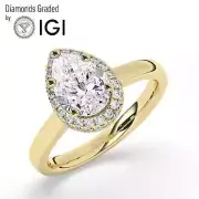 Pear Solitaire Labgrown Diamond Engagement Ring 14k Yellow Gold 2.35 Ct E VVS2