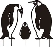 Nankoyal Rustic Horizontal Penguin Family Stakes,Penguin Family Yard Art - Gardening Pots, Planter & Accessories for Kids, Family, Friends, Home, Mother's Day, Father's Day