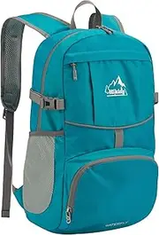WATERFLY Hiking Foldable Daypack Backpack: 25L Ultra Lightweight Waterproof Day Pack for Woman Man - Small Compact Packable Folding Back Pack for Outdoor Sport Cycling Biking Travel Trip
