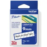Brother TZE-121 Laminated Labelling Tape 9mm (Black On Clear)