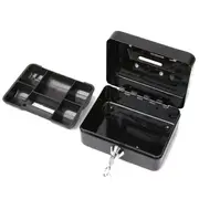Portable Lockable Cash Box Deposit Slot Petty Money Coin Case Safe Key Lock - Black Medium