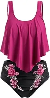 [N\P] NP Floral Print Bottom Bikini Set Women Swimwear Push Up Bikini Padded Hot Pink