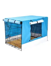 [Paw Mate] Wire Dog Crate 48in With Tray+ Cushion Mat And Cover in Blue