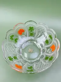在飛比找Yahoo!奇摩拍賣優惠-日本vintage中古 SOGA浮雕彩繪水晶玻璃碗 果盤 沙