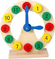 FUNNETOYU Cognitive Toy Wooden Number Clock for Toddlers Children's Educational Clock Toy