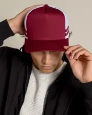 [Flexfit] Flexfit Men's Stripe Cap in Maroon/White One Size Maroon/White