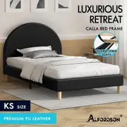 ALFORDSON Bed Frame King Single Mattress Base Platform Black Leather CALLA