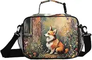 Dog Cute Garden Insulated Lunch Box for Women Men - Ideal for Work, Picnics - Includes Adjustable Shoulder Strap