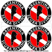 ARGENTINA SCUBA DIVING Flag-Argentinian Map Shape Circular Sticker-Decal 50mm x4