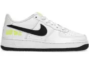 Nike Air Force 1 Low GS White Volt Black Just Do It DM3271-100 5.5Y = 7 Women