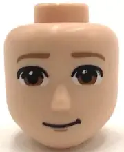 Lego New Light Nougat Mini Doll Head Friends Male Dark Orange Eyebrows Grin