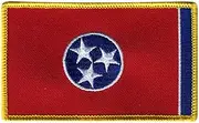 Flag of Tennessee - Black VeIcro/Hook and Loop Backing - Embroidered Patch/Badge/Emblem